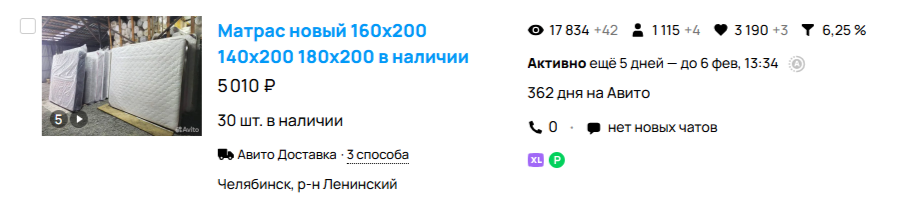 Скриншот из кейса: Как увеличить продажи ортопедических матрасов через Авито